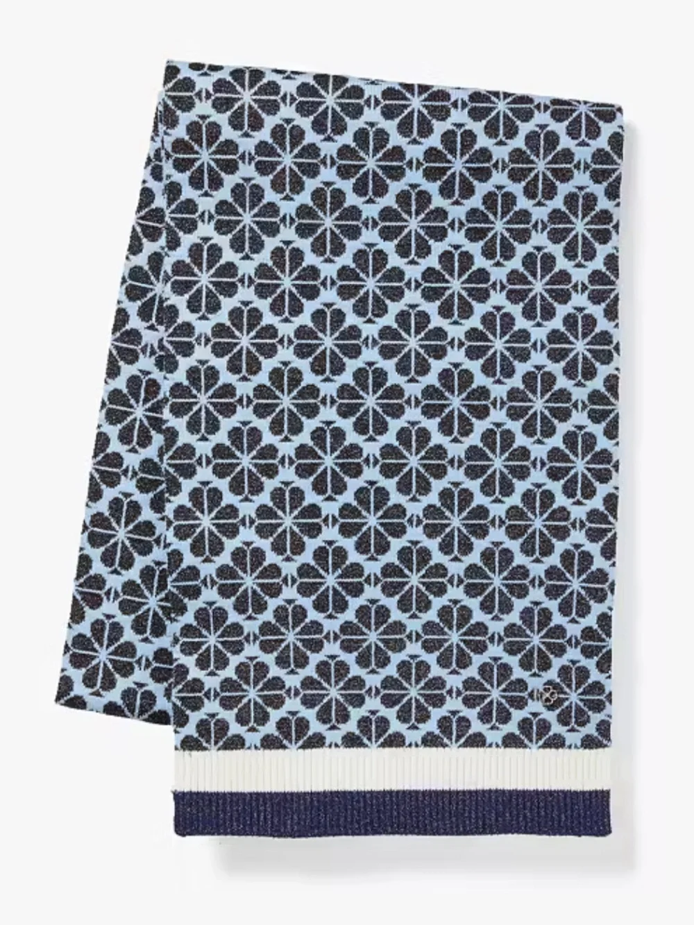 Kate Spade Flower Stripe Knit Scarf in French Navy